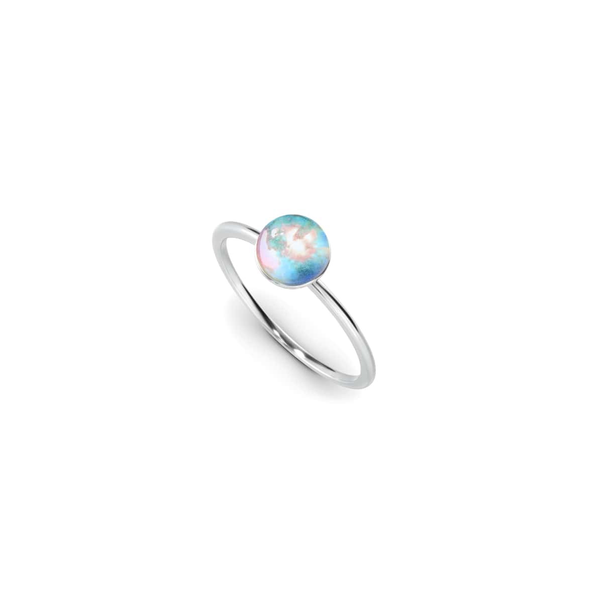 Regenbogen-Supernova | 925er Sterlingsilber | Galaxie-Glasring
